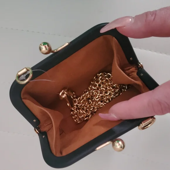 Coach Kisslock Crossbody Change Purse in Black - Picture 6 of 9